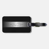 編集可能エレガントモノグラム書スクリプト | ブラック ラゲッジタグ (裏面横)