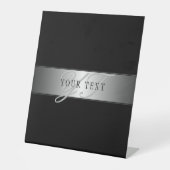 編集可能エレガントモノグラム書スクリプト | ブラック 台座サイン (正面)