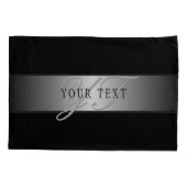 編集可能エレガントモノグラム書スクリプト | ブラック 枕カバー (裏面)