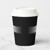 編集可能エレガントモノグラム書スクリプト | ブラック 紙コップ (左)