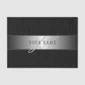 編集可能エレガントモノグラム書スクリプト | ブラック 薄葉紙 (正面)