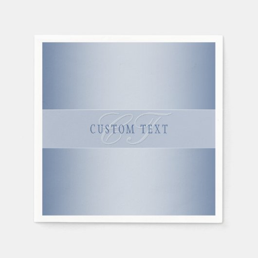 編集可能エレガントモノグラム書スクリプト | ブルー スタンダードカクテルナプキン (正面)