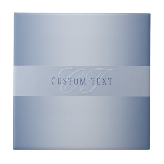 編集可能エレガントモノグラム書スクリプト | ブルー タイル (正面)