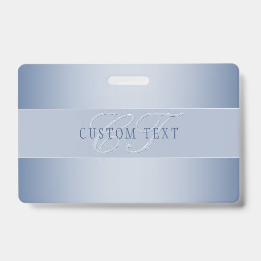 編集可能エレガントモノグラム書スクリプト | ブルー バッジ (正面)
