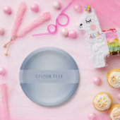 編集可能エレガントモノグラム書スクリプト | ブルー ペーパープレート (パーティー)