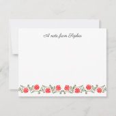 編集可能エレガントヴィンテージ赤金ゴールドフローラ ノートカード (正面)