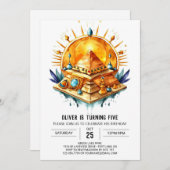 編集可能エレガント古代エジプトのピラミッド誕生日 招待状 (正面/裏面)