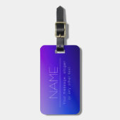 編集可能エレガント文字とフェモダンーディングパープルカラー ラゲッジタグ (正面縦)