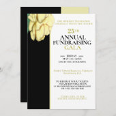 編集可能エレガント白、黒チャリティーイベントガラ 招待状 (正面/裏面)