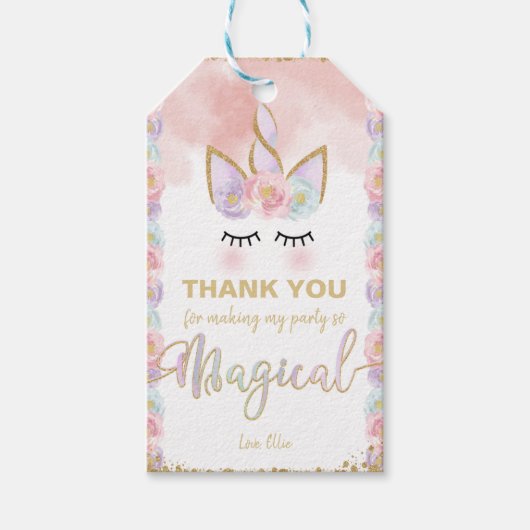 編集可能エレガント誕生日優先ラベル ギフトタグ (正面)