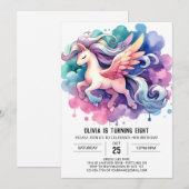 編集可能エレガント馬誕生日 招待状 (正面/裏面)