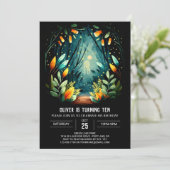 編集可能エンチャントフォレストウッドランド誕生日 招待状 (スタンド正面)