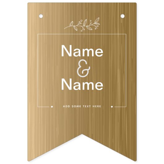 編集可能オーガニックな最小主義の自然な結婚式の金ゴールド バンティングフラッグ (第2の旗)