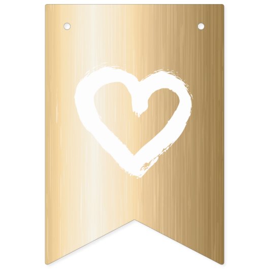 編集可能オーガニックな最小主義の自然な結婚式の金ゴールド バンティングフラッグ (第3の旗)