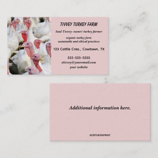 編集可能オーガニックターキーファーム 名刺 (正面/裏面)