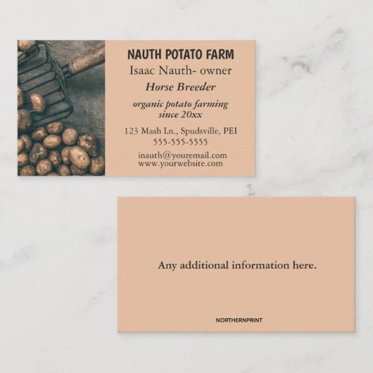 編集可能オーガニックポテトファーム 名刺 (正面/裏面)