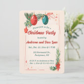 編集可能オーナメントとエバーグリーンクリスマス 招待状 (スタンド正面)