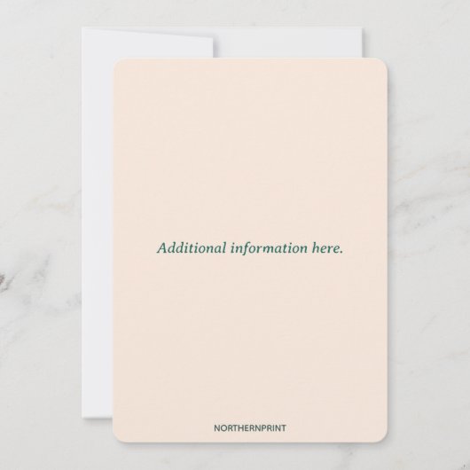 編集可能オーナメントとエバーグリーンクリスマス 招待状 (裏面)