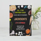 編集可能オールスターアスレチックパーティー招待状 招待状 (スタンド正面)