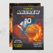 編集可能オールスタースポーツ誕生日招待状 招待状 (正面/裏面)