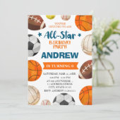 編集可能オールスタースポーツ誕生日招待状 招待状 (スタンド正面)