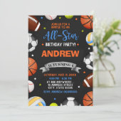 編集可能オールスタースポーツ誕生日招待状 招待状 (スタンド正面)