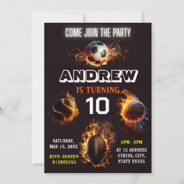 編集可能オールスタースポーツ誕生日招待状 招待状