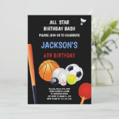 編集可能オールスターボーイズアスレチックパーティー招待状 招待状 (スタンド正面)