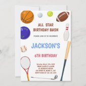 編集可能オールスターボーイズアスレチックパーティー招待状 招待状 (正面)