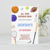 編集可能オールスターボーイズアスレチックパーティー招待状 招待状 (スタンド正面)