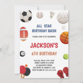 編集可能オールスターボーイズアスレチックパーティー招待状 招待状 (正面)