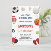 編集可能オールスターボーイズアスレチックパーティー招待状 招待状 (スタンド正面)