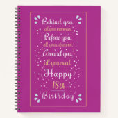 編集可能カスタマイズ期付き：誕生日、緩和曲線 ノートブック (正面)