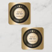 編集可能カスタムなプリントDIYメダル金ゴールド#1のチャンピオン スクエア名刺 (正面/裏面)