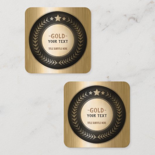 編集可能カスタムなプリントDIYメダル金ゴールド#1のチャンピオン スクエア名刺 (正面/裏面)