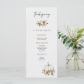 編集可能カスタムフローラ感謝祭メニューテンプレート メニュー (スタンド正面)