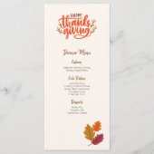 編集可能カスタムリーフ感謝祭メニューテンプレート メニュー (正面)