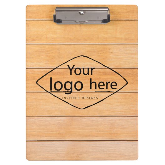 編集可能カスタムロゴ木材デザイン クリップボード (正面)