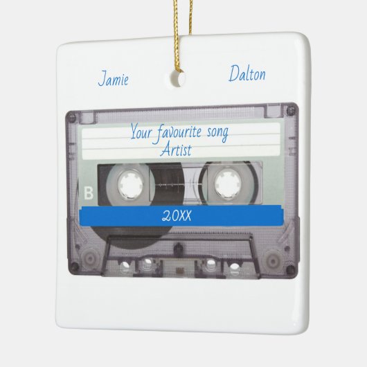 編集可能カセットテープクリスマス セラミックオーナメント (左)
