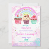 編集可能カップケーキ誕生日招待状 招待状 (正面)