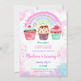 編集可能カップケーキ誕生日招待状 招待状