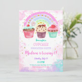 編集可能カップケーキ誕生日招待状 招待状 (スタンド正面)