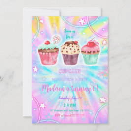 編集可能カップケーキ誕生日招待状 招待状
