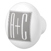 編集可能カップルイニシャル |白とグレー セラミックノブ (右)