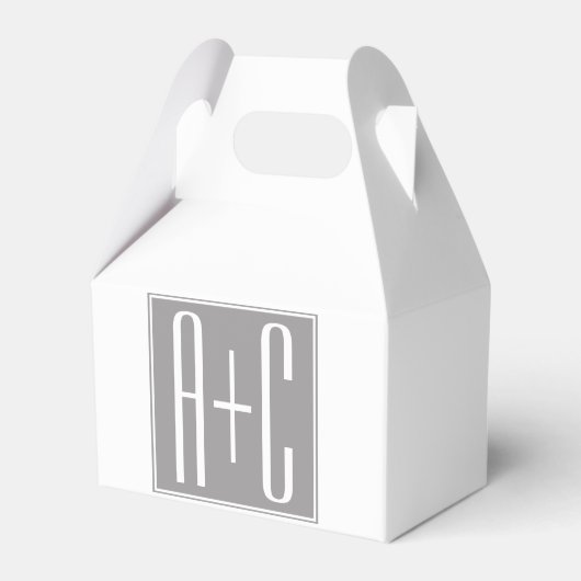 編集可能カップルイニシャル |白とグレー フェイバーボックス (正面サイド)