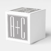 編集可能カップルイニシャル |白とグレー フェイバーボックス (正面サイド)