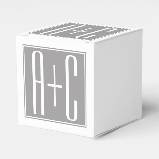 編集可能カップルイニシャル |白とグレー フェイバーボックス (正面サイド)