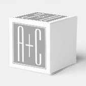 編集可能カップルイニシャル |白とグレー フェイバーボックス (裏面サイド)
