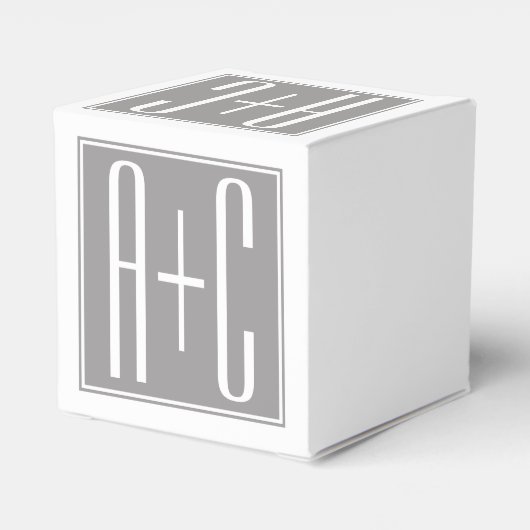 編集可能カップルイニシャル |白とグレー フェイバーボックス (裏面サイド)