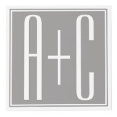 編集可能カップルイニシャル |白とグレー フォトキューブ (右)